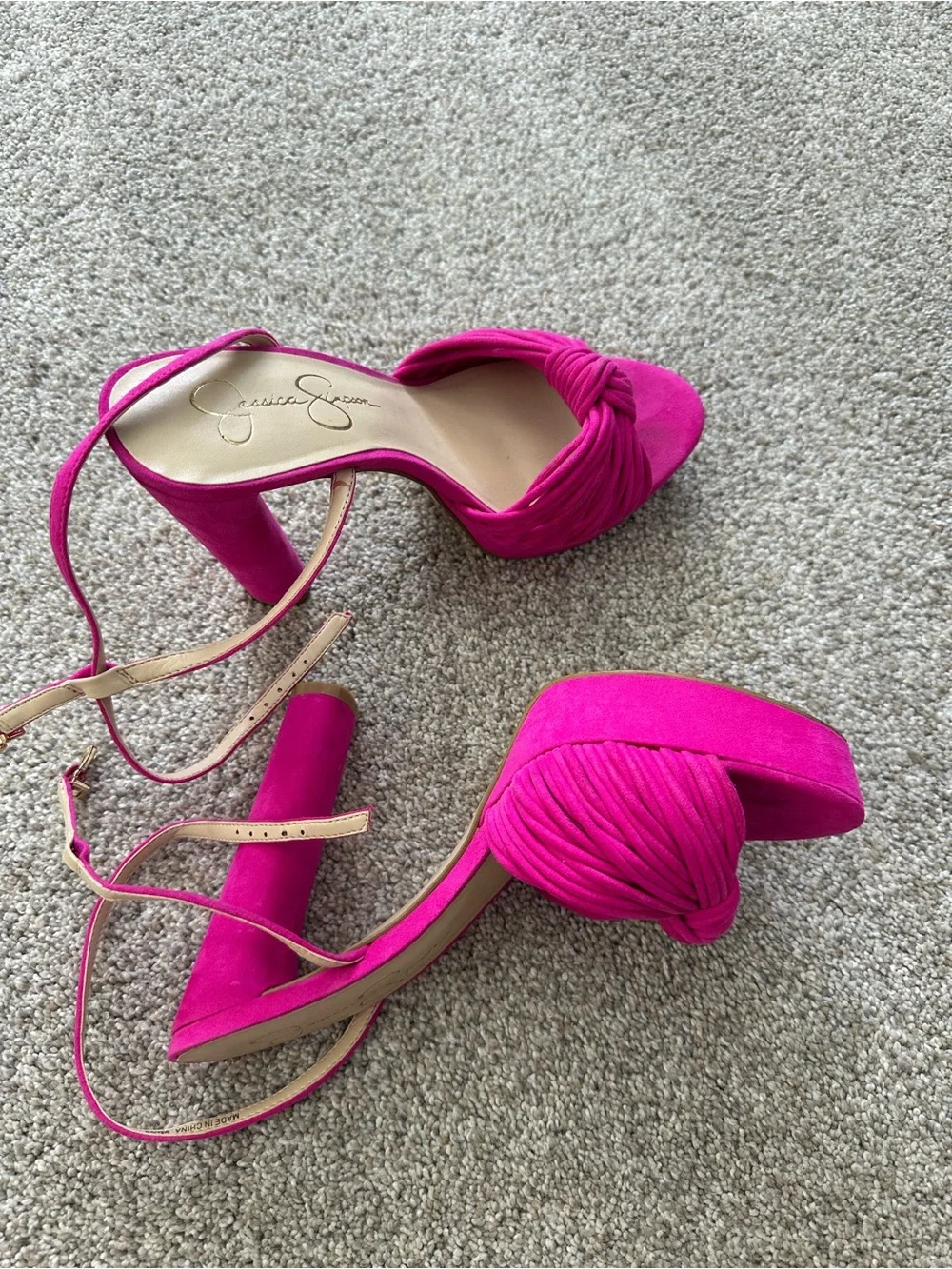 Jessica Simpson Women’s Hot Pink Platform Ankle-Strap High Heels